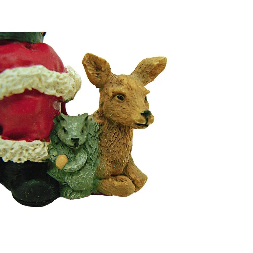 Vintage Santa And Animal Friends Multicolor Christmas Decorative Ornament Resin